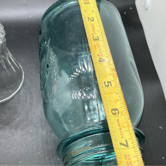 Vintage Decor Lot Aqua Ball Canning Jar ,leather Coin Purse/ mismatched sconces - Picture 11 of 16